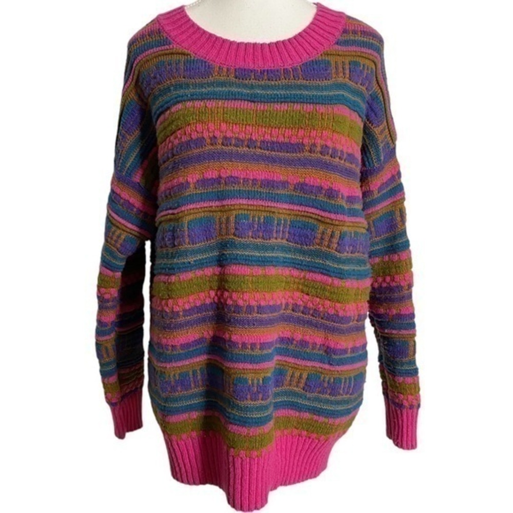 WILD FABLE RETRO 90s MULTI COLOR BOHO COLORFUL KNIT SWEATER WOMENS LARGE